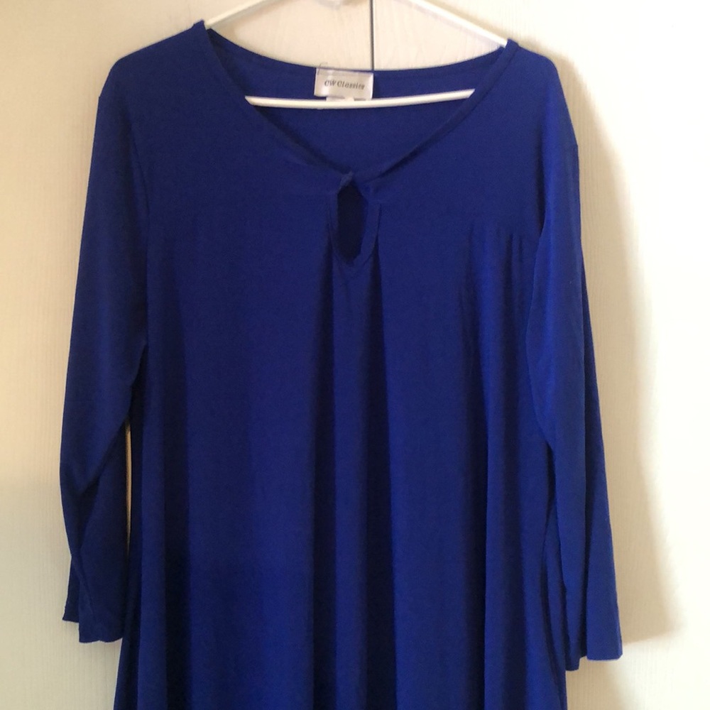 Women’s flowy CW classics Blue 3/4 Sleeve feminine blouse top